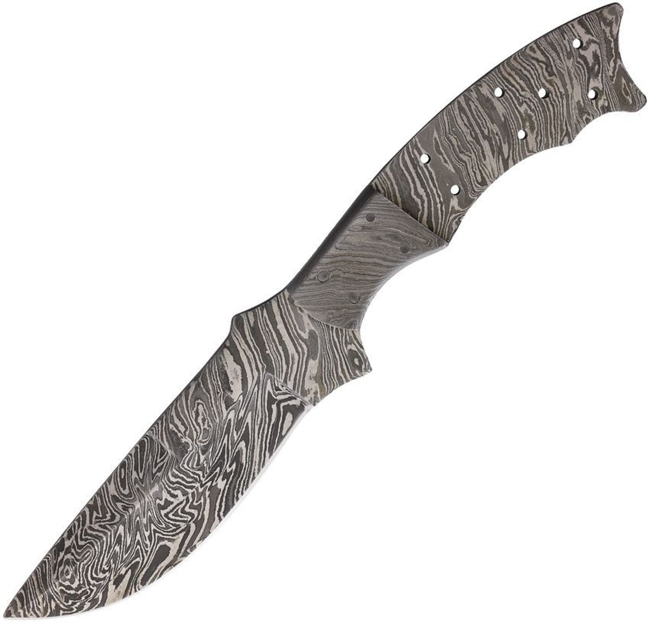 Knife Blade Drop Point Knife Blank (BL136D) 3" Damascus Drop Point Plain Blade, Full Damascus Tang