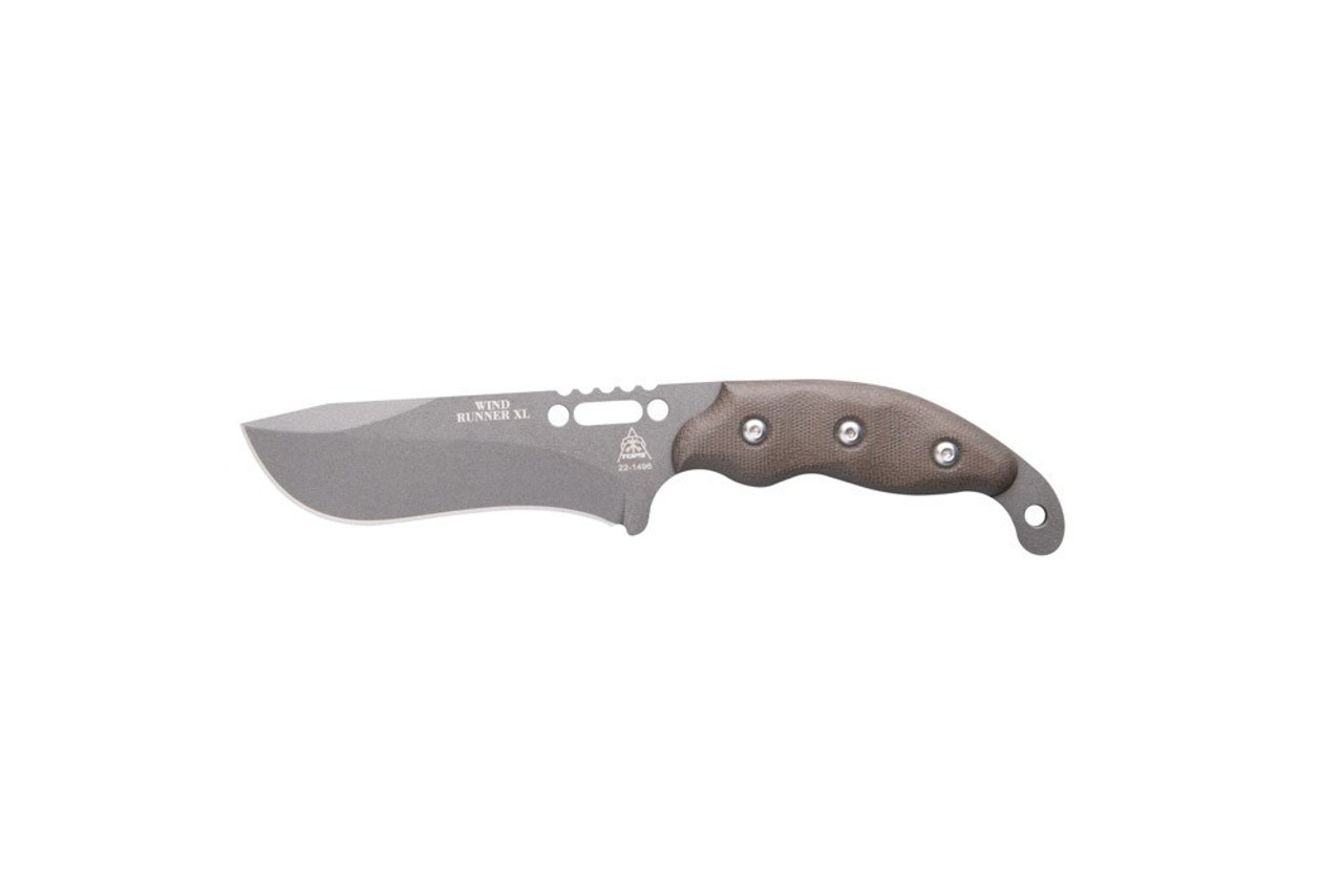 TOPS Wind Runner XL (TPWDRXL02) 5.25" 1095 Tungsten Cerakote Plain Drop Point Blade, Green Canvas Micarta