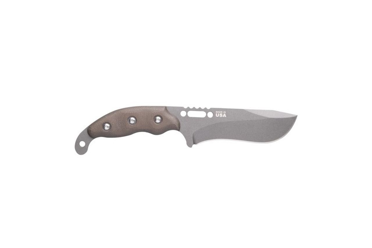 TOPS Wind Runner XL (TPWDRXL02) 5.25" 1095 Tungsten Cerakote Plain Drop Point Blade, Green Canvas Micarta