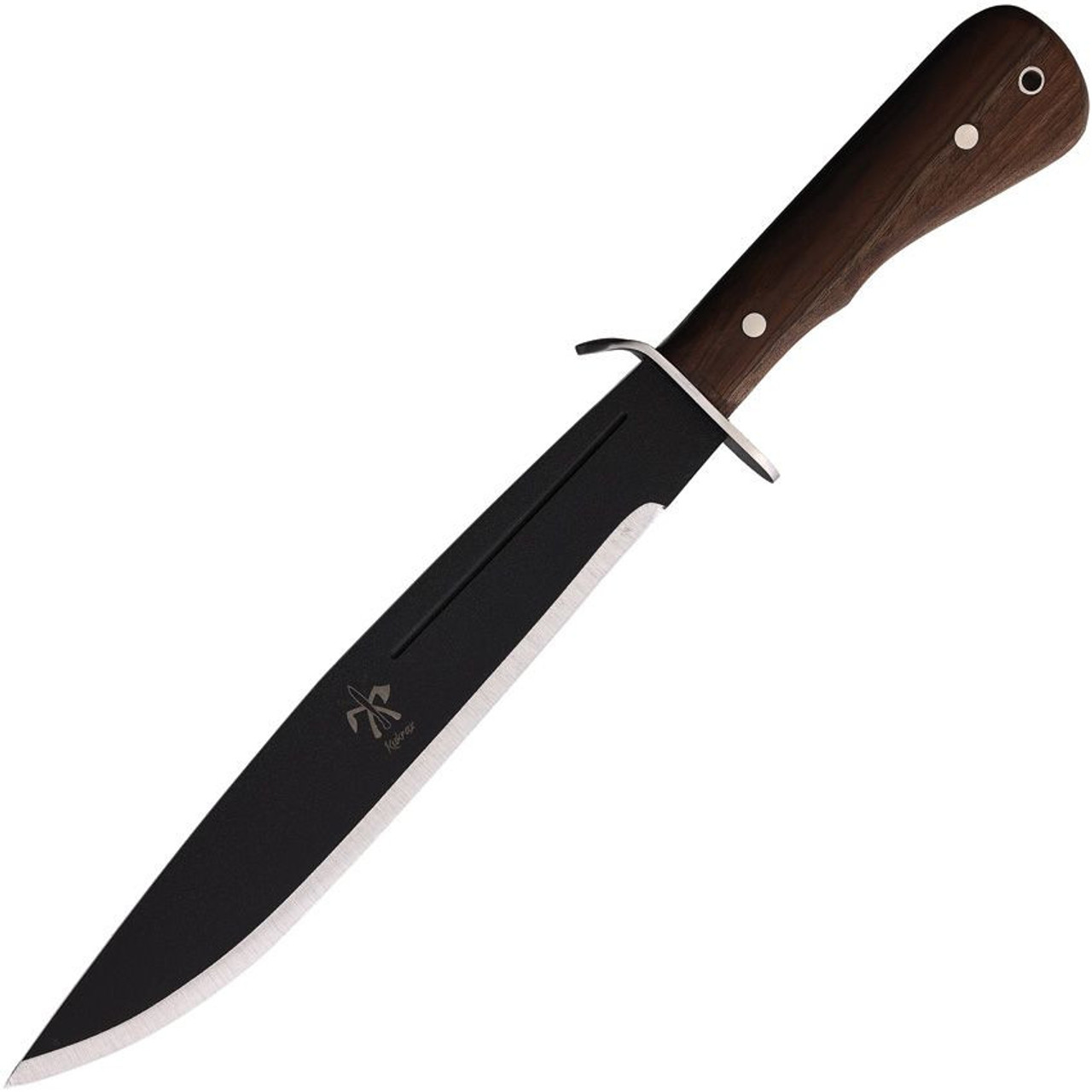 Kukrax Wildland Kukri 180 Monolithic Full Tang (KU-1134) -11.375" 1075 High Carbon Steel Black Traction Powder Coating, Walnut Wood Handle - Leather Sheath