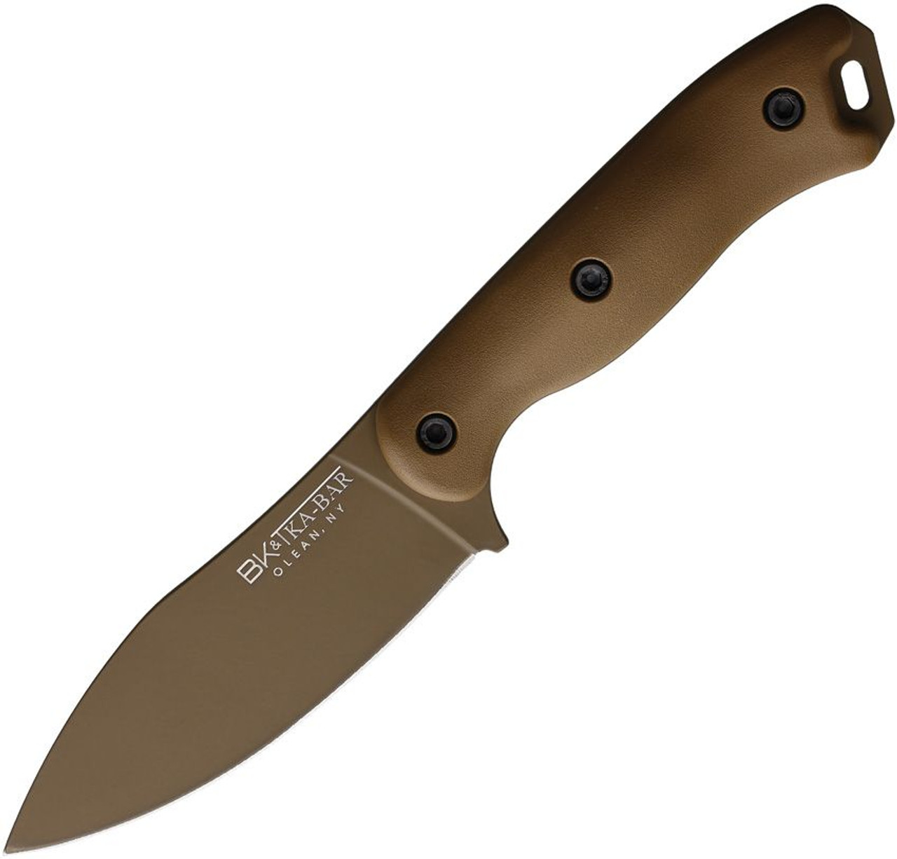 Kabar Becker Nessmuk Fixed Blade (BKR19) 4.31" Burnt Bronze 1095 Drop Point Plain Blade, Burnt Bronze Ultramid Handle