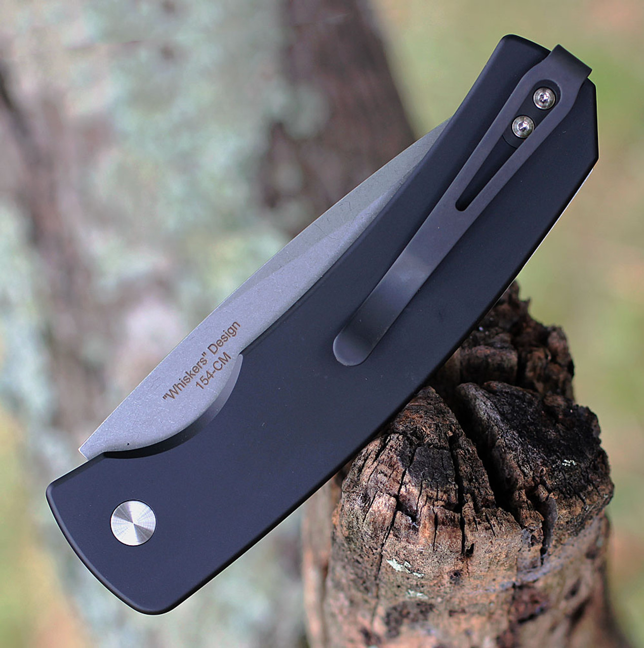 Pro-Tech Knives Magic @ Scale Release Automatic Knife (M2601) - 3.75 Stonewash 154CM Drop Point Plain Blade, Black Aluminum Handle