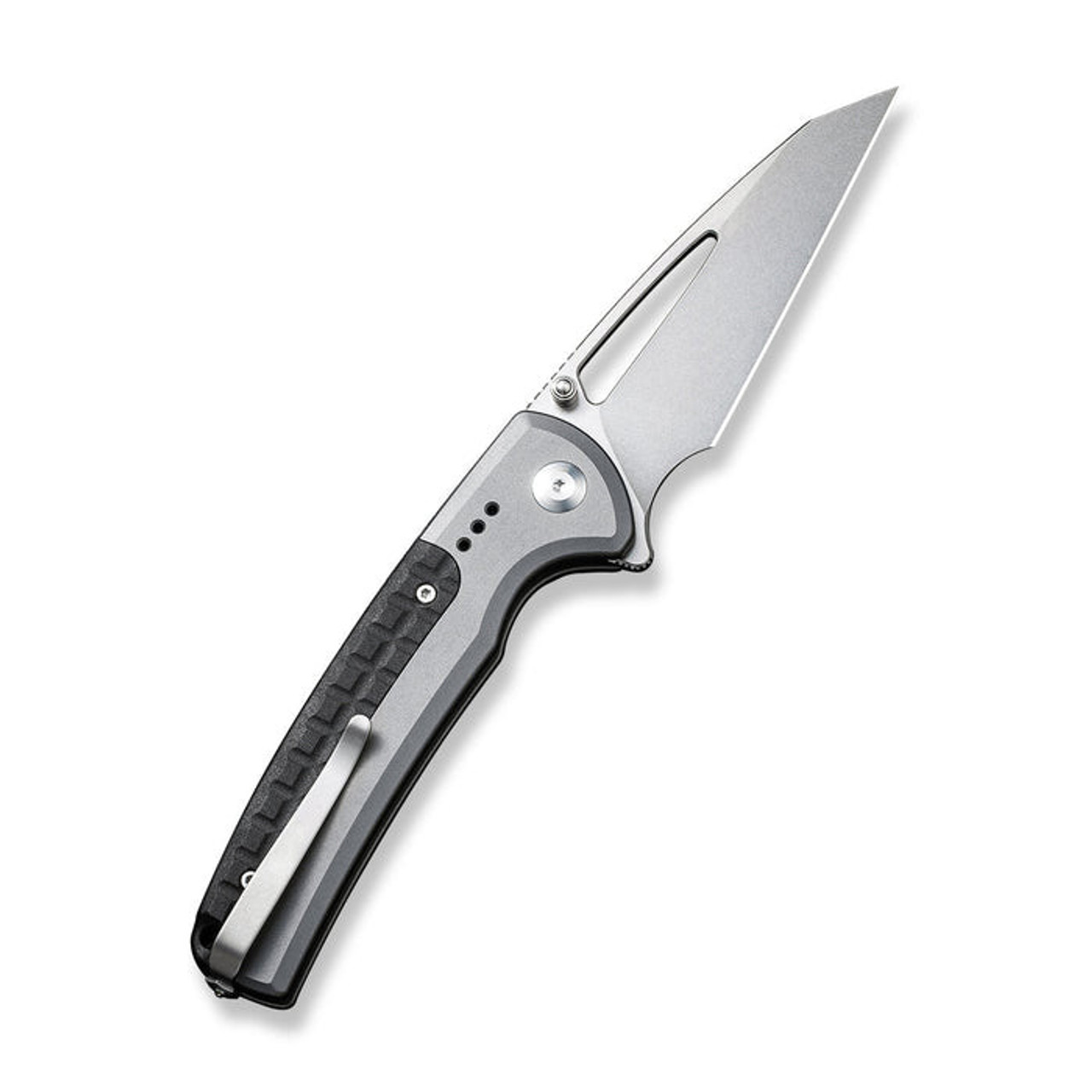 Civivi Sentinel Strike Flipper and Button Lock (C22025B-2) 3.7" Satin K110 Reverse Tanto Plain Blade, Gray Aluminum Handle with Black FRN Integral Spacer
