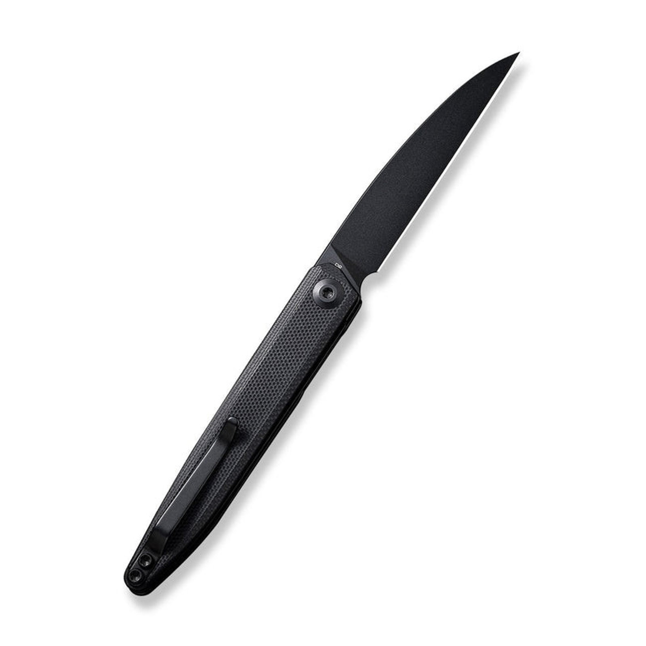 Sencut Jubil Front Flipper (S200292) 2.95" D2 Black Wharncliffe Plain Blade, Black G-10 Handle