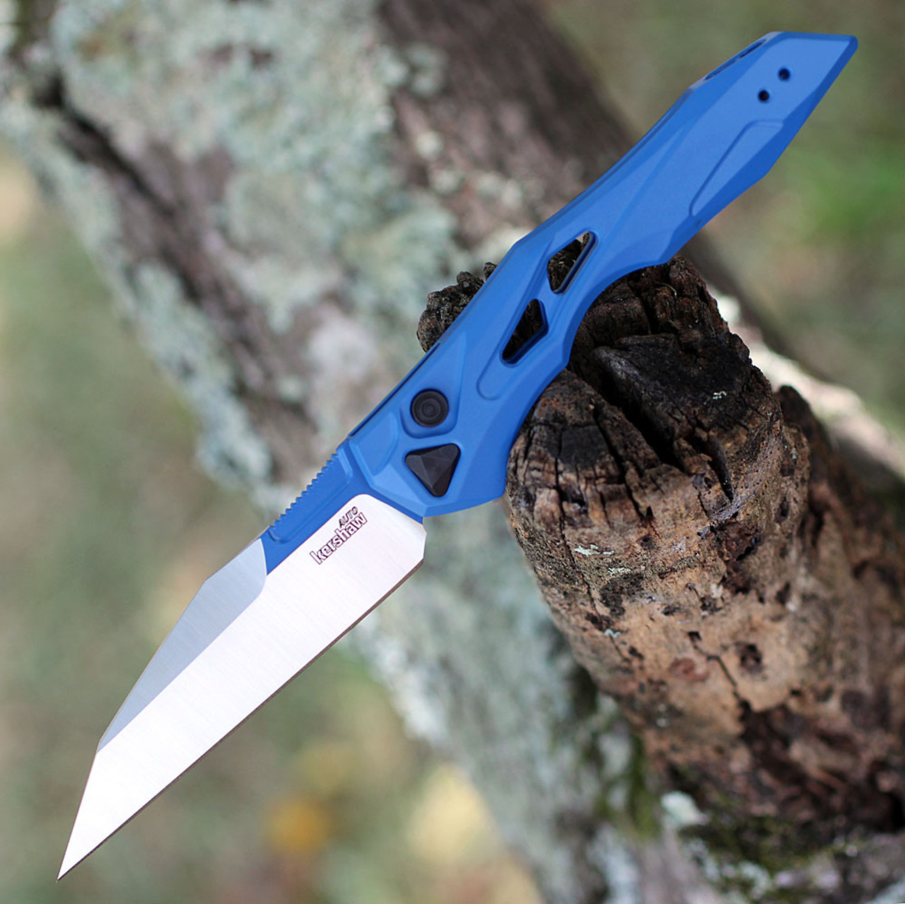 Kershaw Launch 13 Automatic Knife (7650BLUBL)- 3.50" Satin CPM-154 Wharncliffe Blade, Blue Aluminum Handle