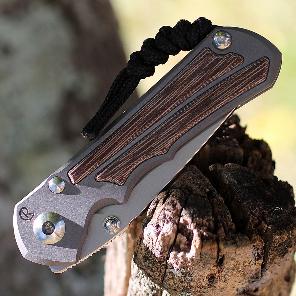 Sandblasted titanium handle with canvas micarta inlay CRK