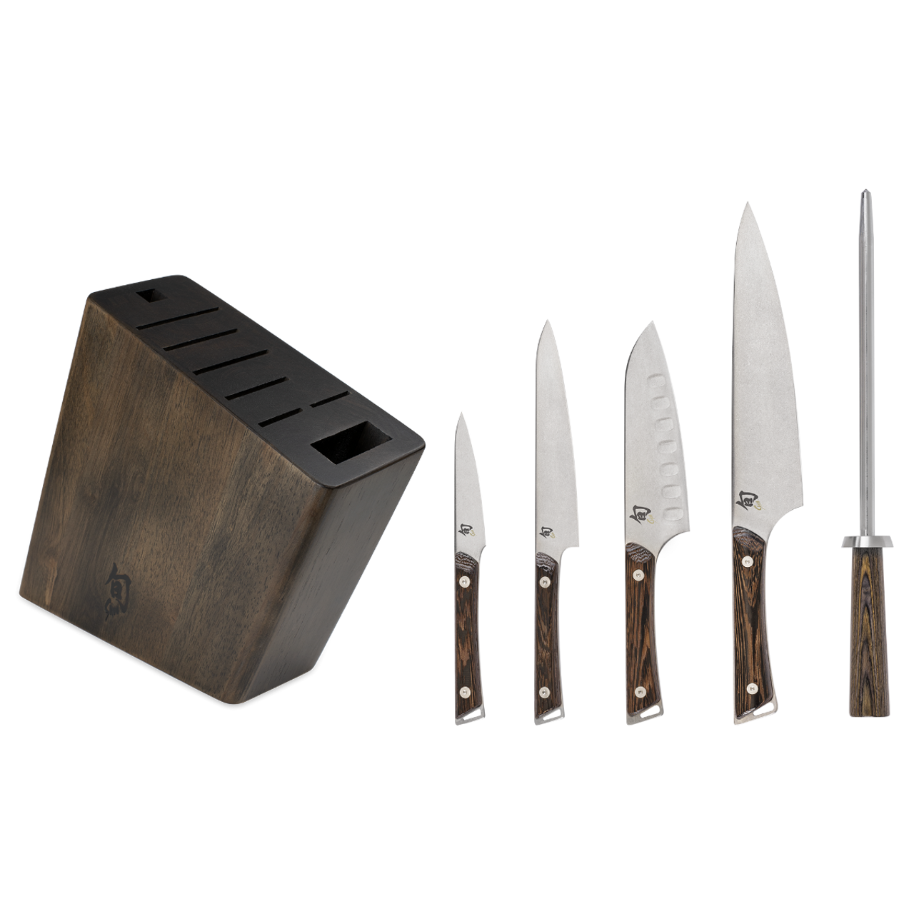 Shun Kanso 6-Piece Block Set – Wenge Wood Handles, AUS10A Steel Blades, Solid Wood Block