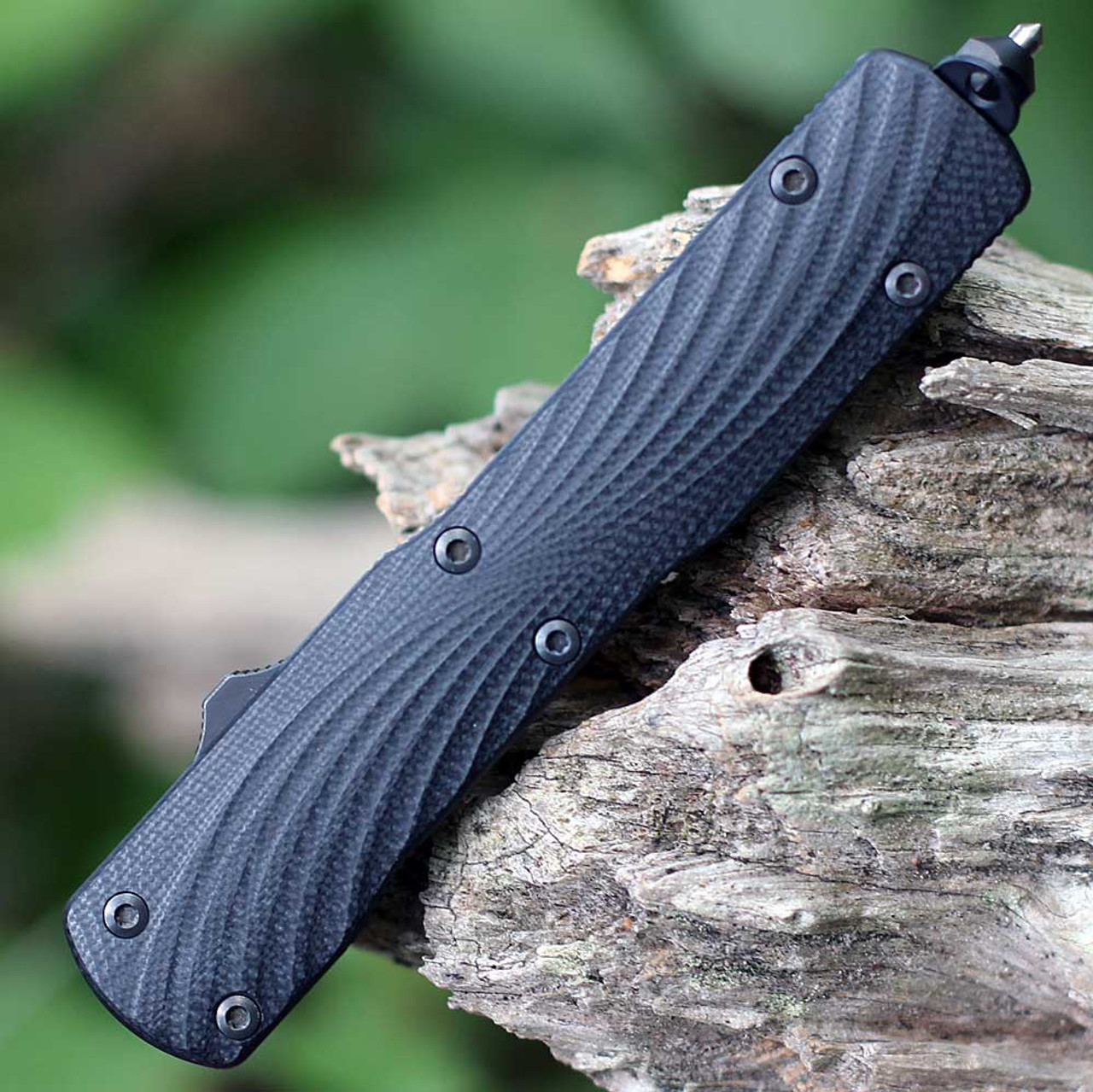 Hogue Counterstrike OTF Automatic (34870) 3.35" Drop Point CPM-20V Black PVD Coated Blade, Black G-10 Cover, Black Aluminum Frame