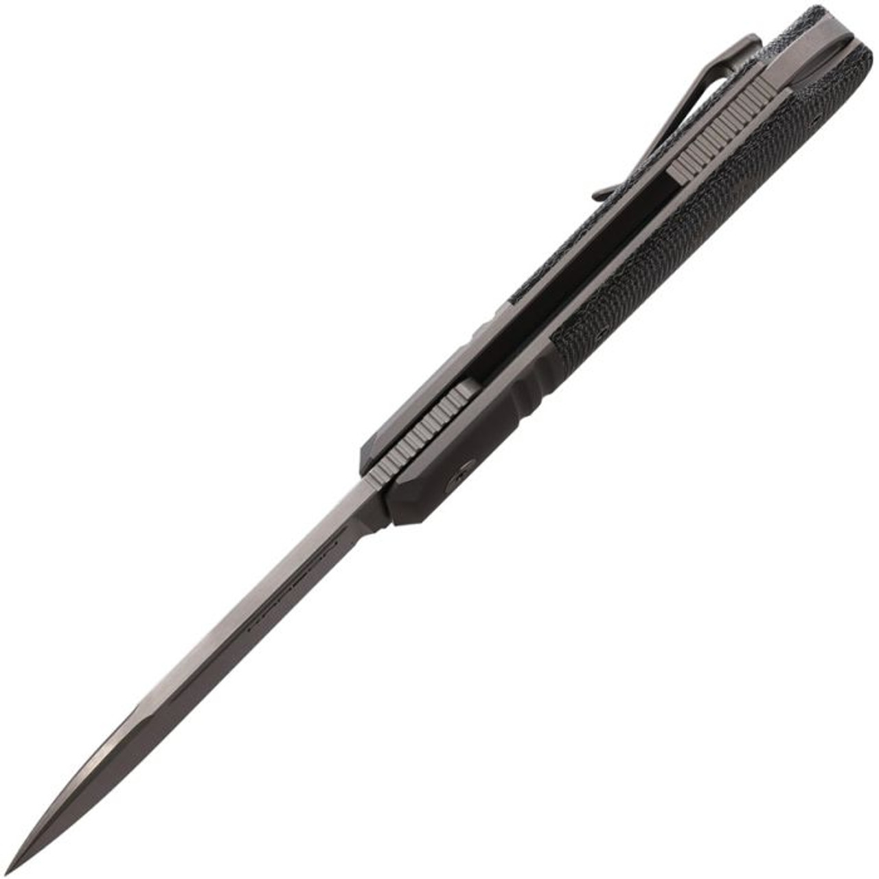 Karbon Knives Ahoy (KARB102) 3.12" Bohler M390 Satin Spear Point Blade, Black Micarta Handle w/ Titanium Bolster