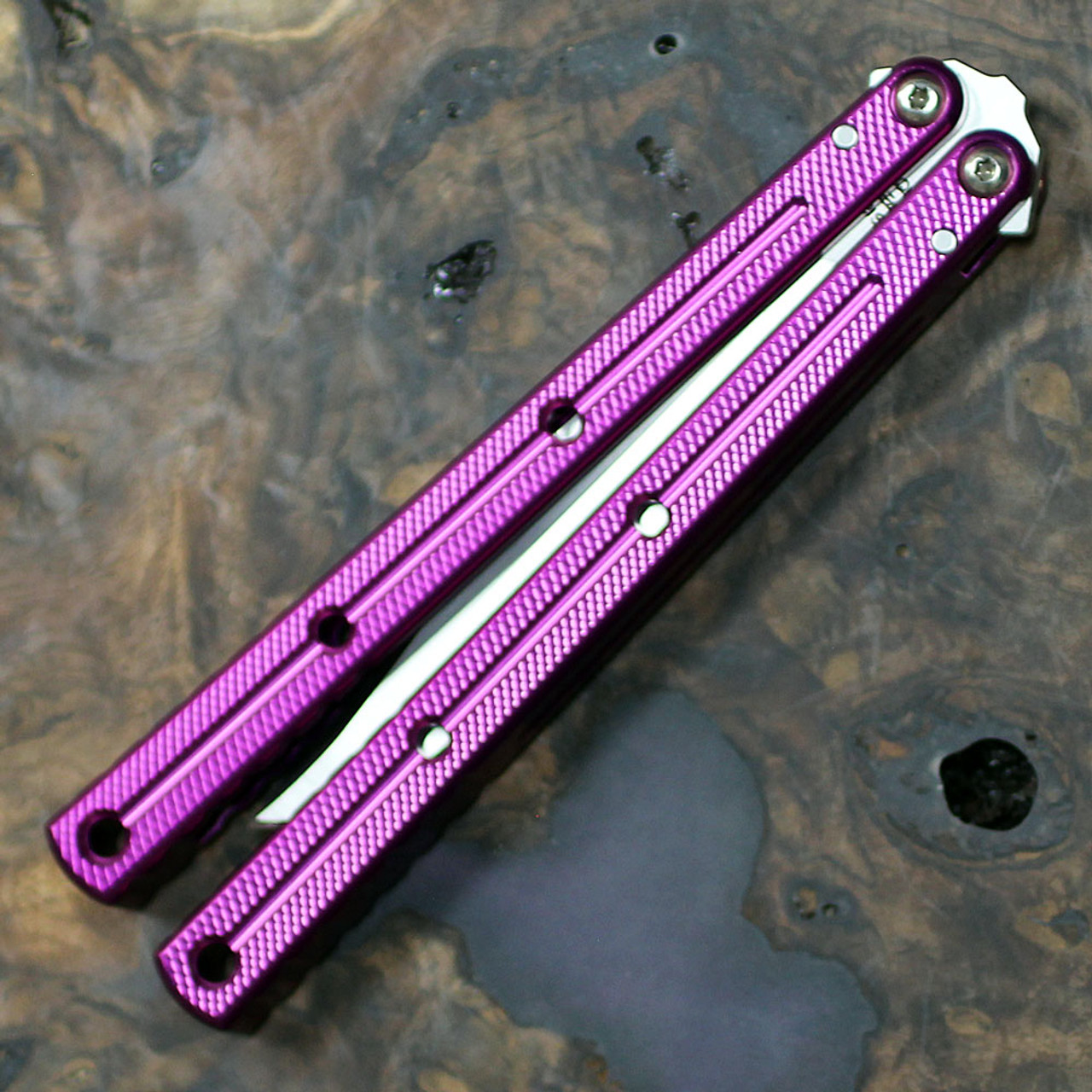 Squid Industries Krake Raken V3 (KrakeRakenV3PurBow) 4.50" AEB-L Satin Bowie Plain Blade, Purple Aluminum Handle