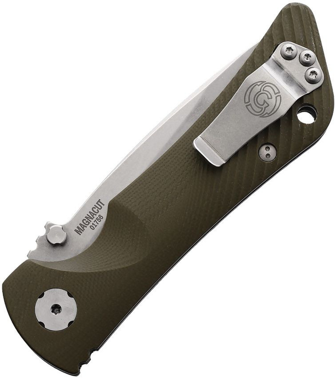 Southern Grind Spider Monkey (SG22273) 3.25" MagnaCut Stonewash Drop Point Plain Blade, Olive Drab Green G-10 Handle