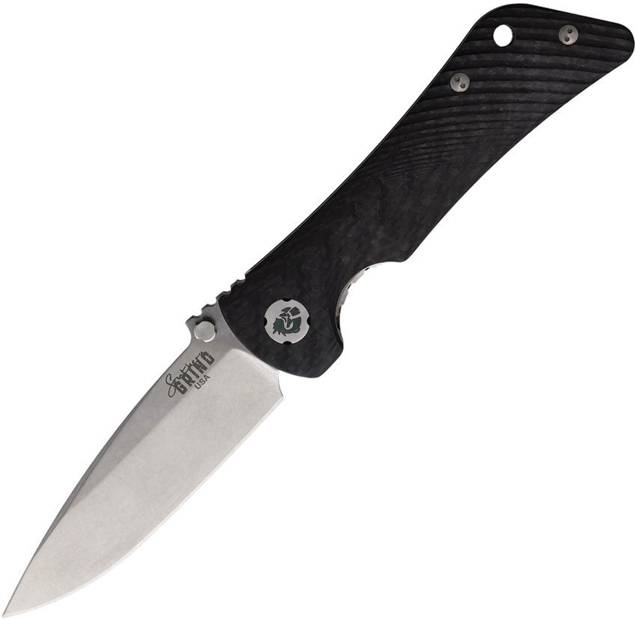 Southern Grind Spider Monkey (SG22259) 3.25" MagnaCut Stonewash Drop Point Plain Blade, Carbon Fiber Handle