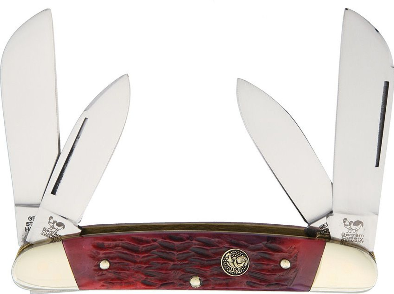 Hen & Rooster Congress (264RPB) Red Pick Bone, Mirror Finished German Steel Dual Pen and Dual Sheepsfoot Blade