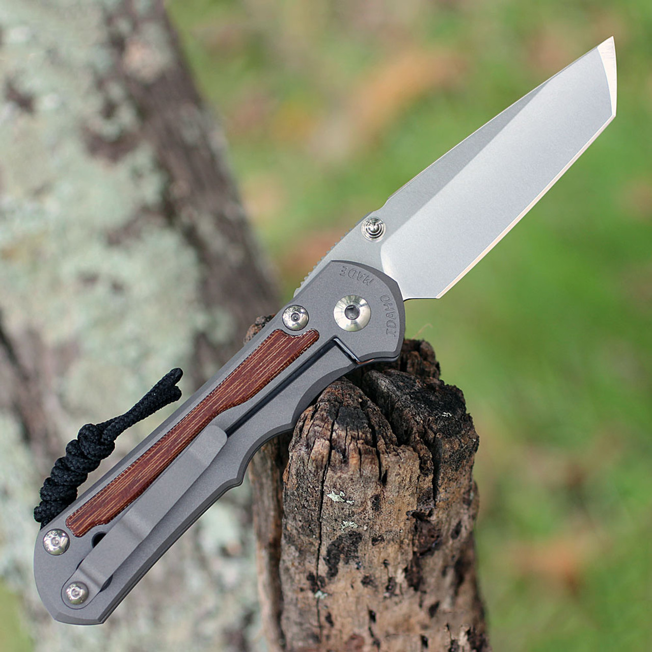 Chris Reeve Knives Large Inkosi Tanto, 3.60" CPM-S45VN Stonewashed Plain Edge, Sandblasted Titanium w/Natural Canvas Micarta Inlay Handle (LIN-1046)