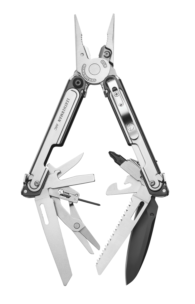 Leatherman ARC Multi-Tool (833074) Silver and Black 420HC/440C Stainless Steel Construction- MagnaCut DLC Coated Blade - 20 Tools