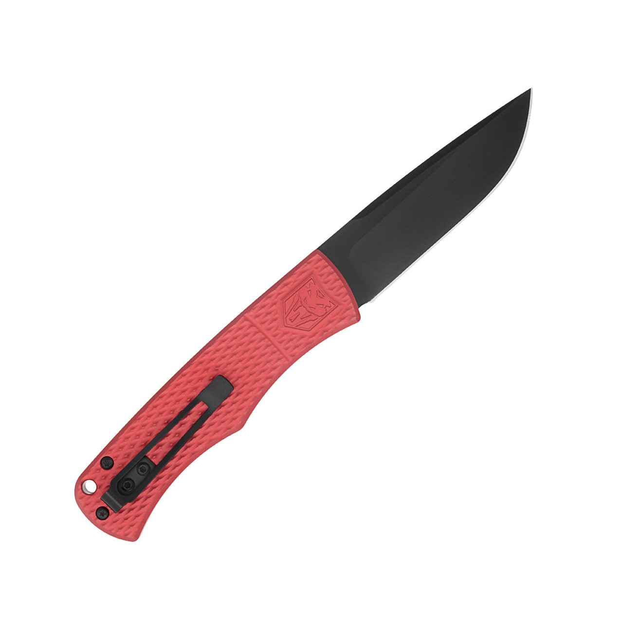 CobraTec Knives Vorpal Hidden Release CTVORPALRED, 3" D2 Titanium Coated Steel Drop Point Plain Black Blade, Red Textured Aluminum Handle