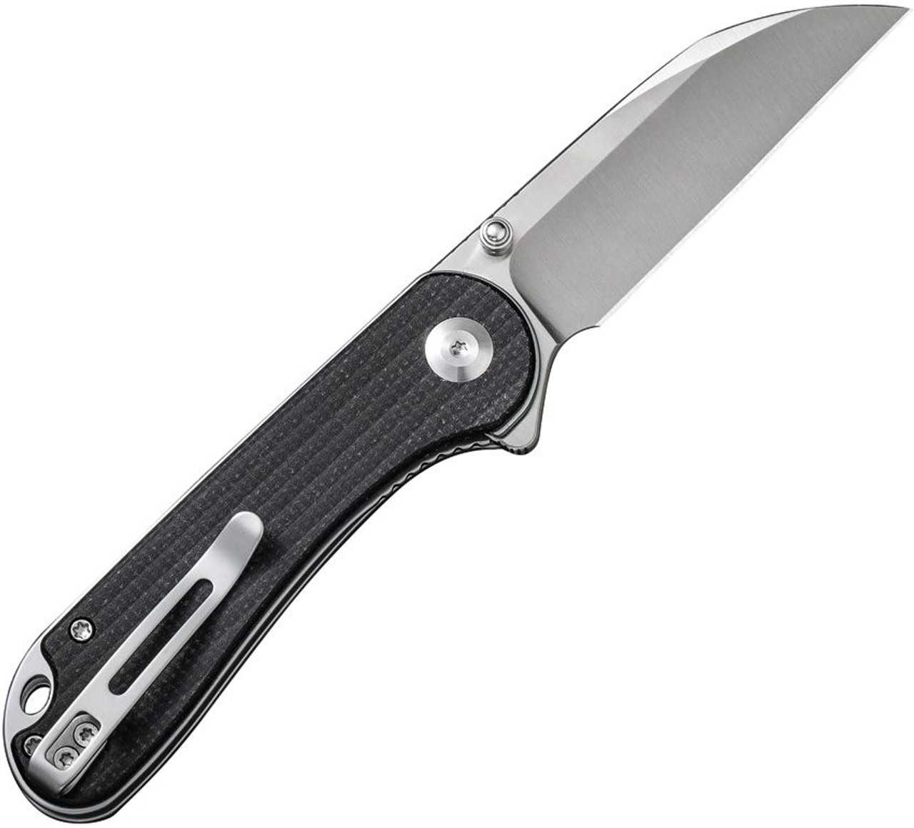 Civivi Elementum (C18062AF-3) 2.97" Nitro-V Satin Wharncliffe Plain Blade, Black Micarta Handle