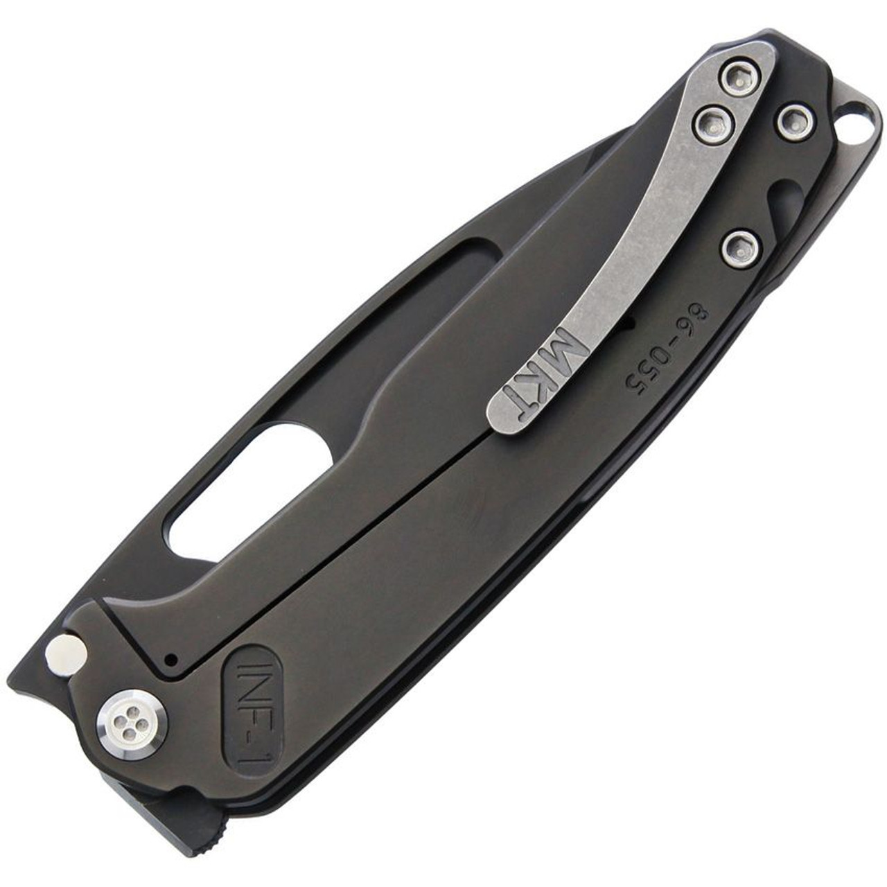 Medford Infraction Framelock (MD031SP30PV) 3.6" Black PVD Coated S35VN Drop Point Plain Blade, Black PVD Coated Titanium Handle Handle Silver Hardware