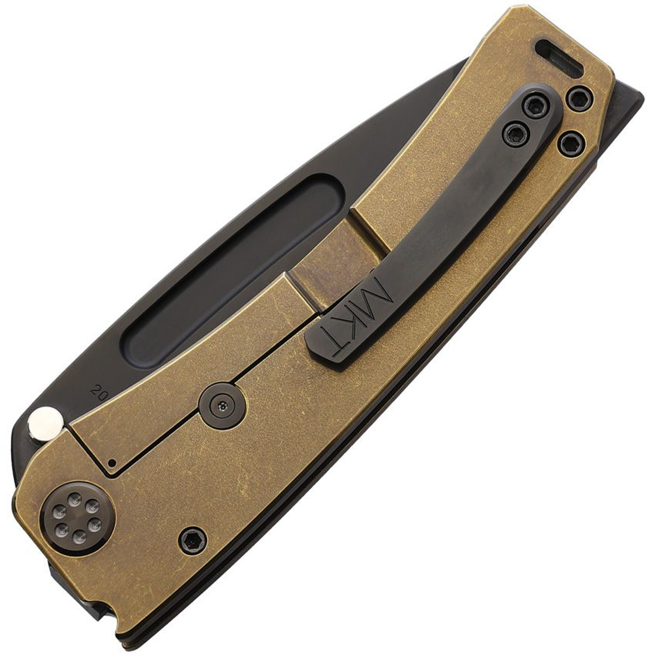 Medford Marauder Framelock (MD0453PT36A1) 4.25" PVD Coated 3V Tanto Plain Blade,Bronze Anodized Titanium Handle Bronze Silver Hardware