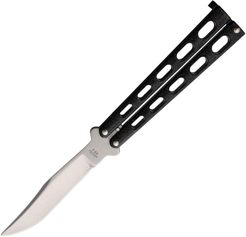 Bear & Sons 5" Galaxy Butterfly (BC114GX) 4" 440 Stainless Steel Satin Clip Point Plain Blade, Galaxy Coated Zinc Handles