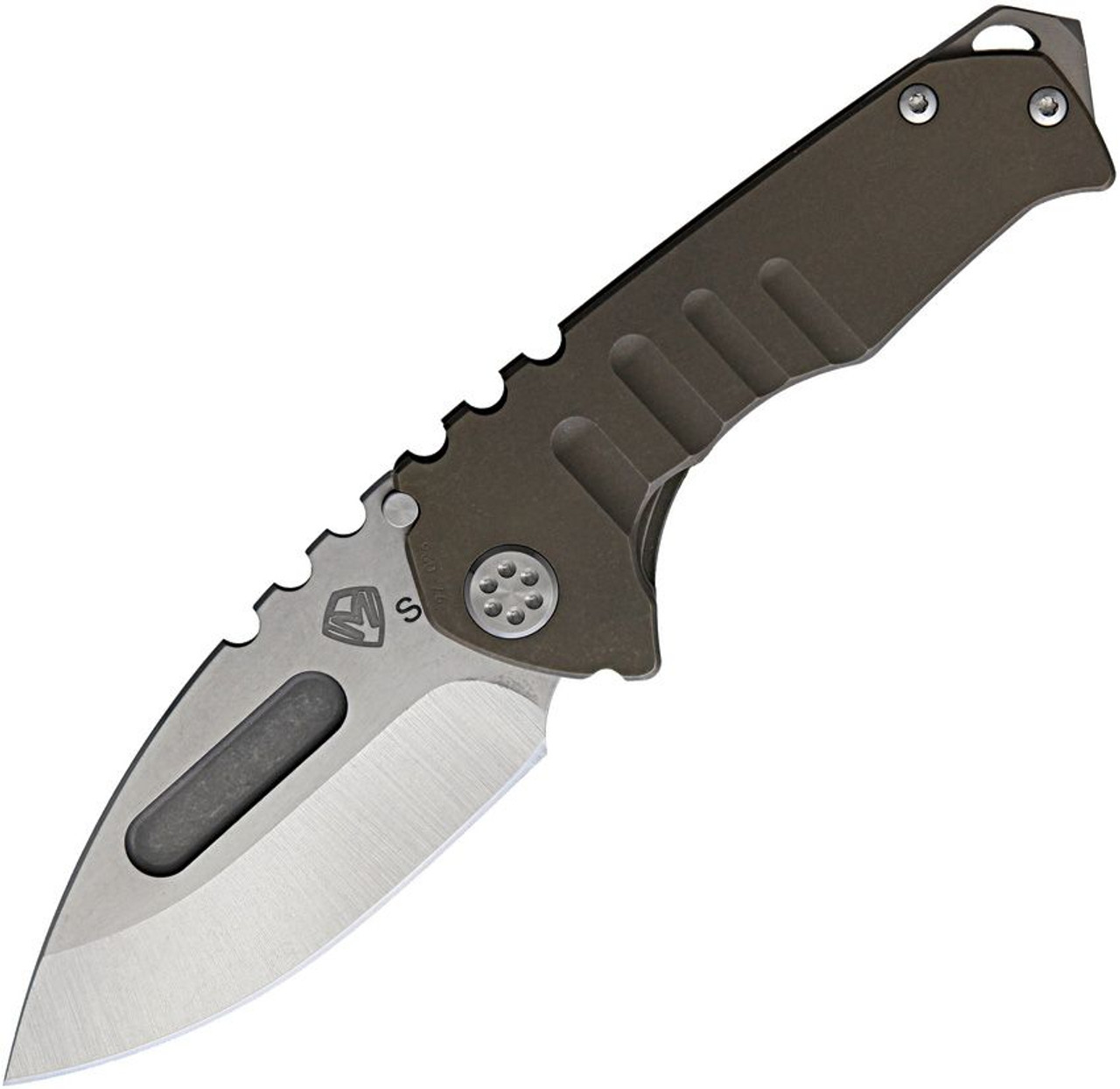 Medford Praetorian Genesis Framelock (MD029STD36A1) 3.75" Tumble Finished S35VN Dop Point Plain Blade, Bronze Anodized Titanium Handle, Silver Hardware