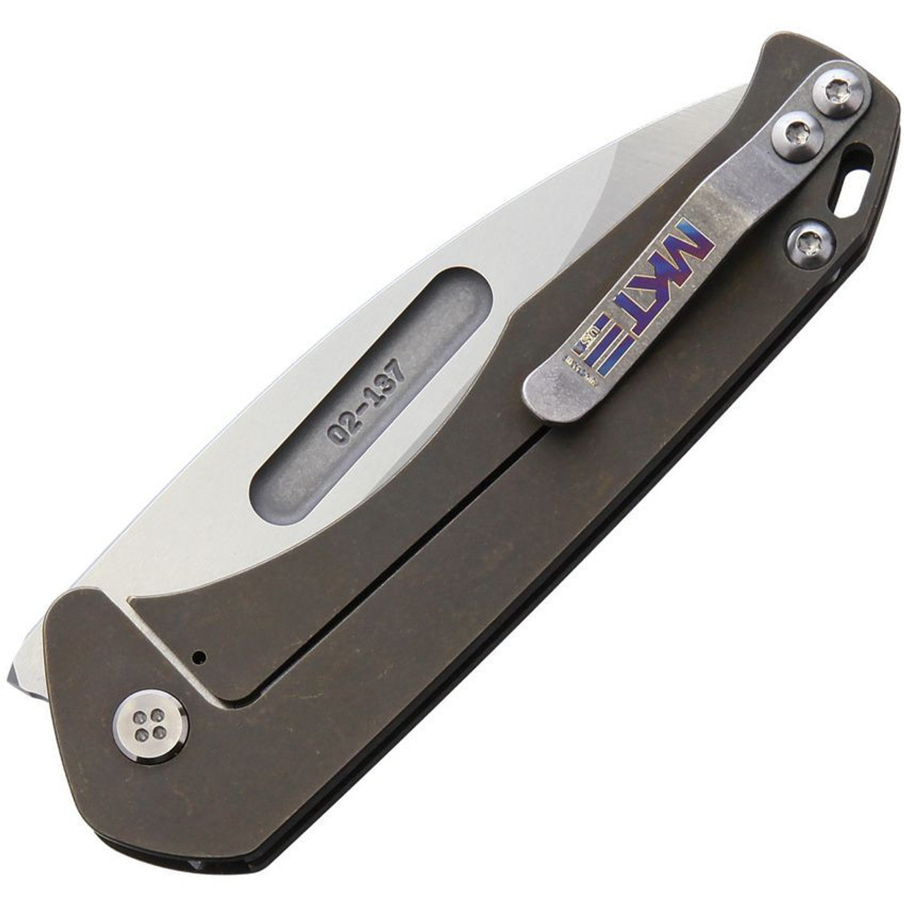 Medford Knife & Tool Praetorian Slim  Frame Lock (MD208STD36A1)- 3.25" Satin CPM-S35VN Drop Point Blade, Brone Anodized Titanium Handle