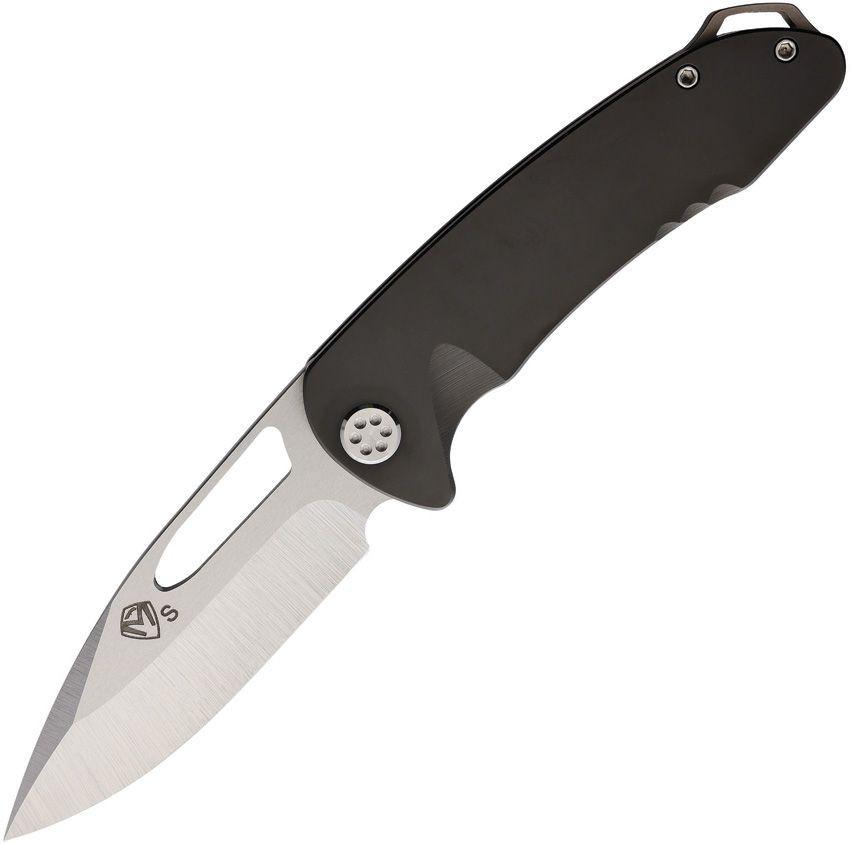 Medford Knife & Tool On Belay Frame Lock Knife (MD038ST30PV) - 4.125in CPM S35VN Tumbled Drop Point Blade, Grey PVD Coated Titanium Handle