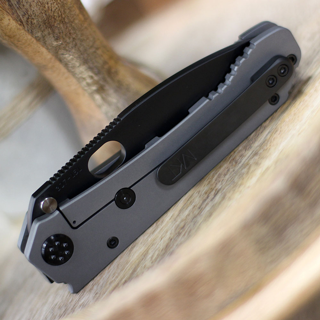 Medford 187 DP (MK002DPQ-01TM-TPCP) 4.25" D2 Black PVD Coated Drop Point Plain Blade, Bead Blasted  Titanium Handles, Black PVD Coated Hardware, Black PVD Coated Clip, Waterproof Case