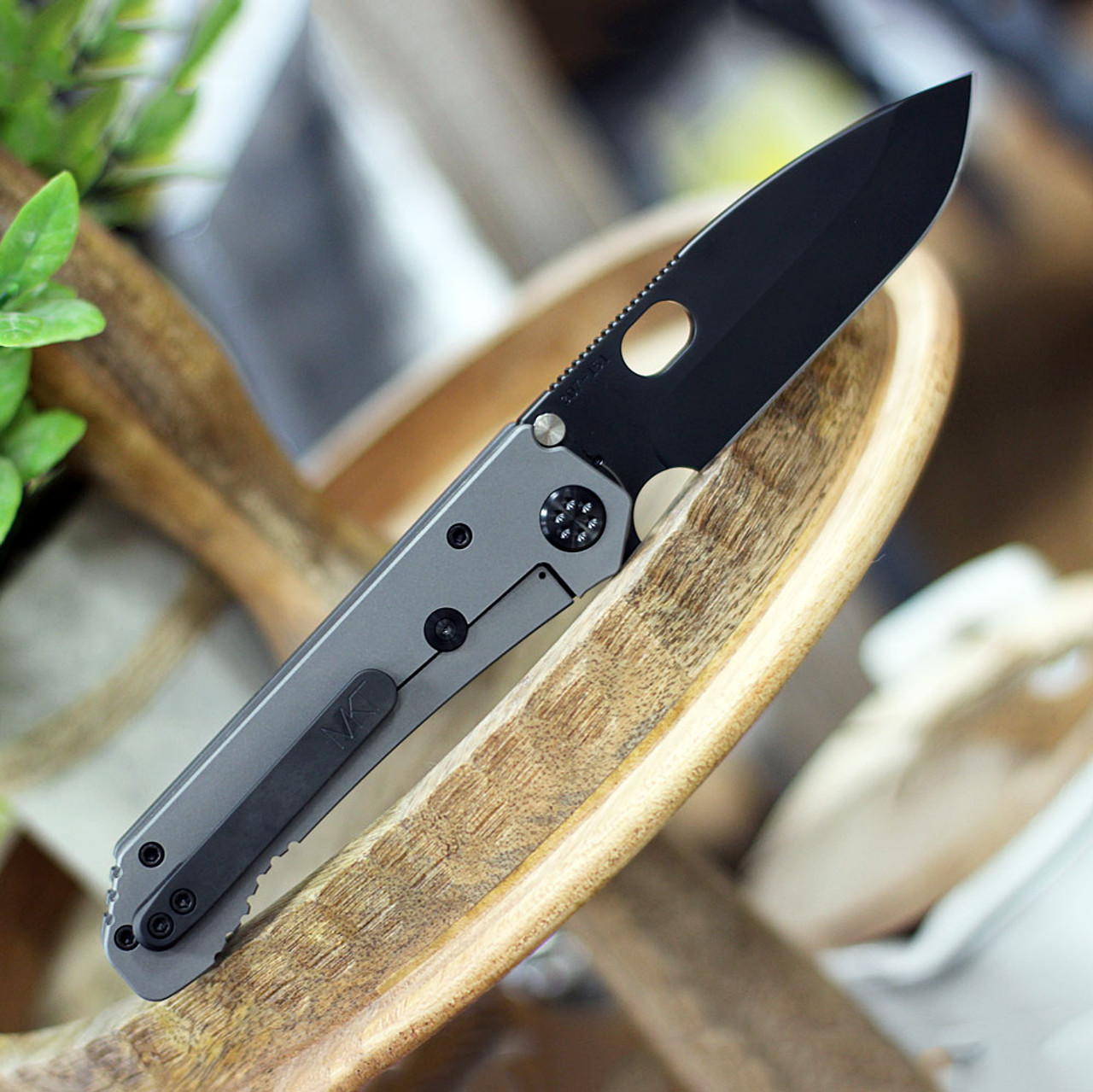 Medford 187 DP (MK002DPQ-01TM-TPCP) 4.25" D2 Black PVD Coated Drop Point Plain Blade, Bead Blasted  Titanium Handles, Black PVD Coated Hardware, Black PVD