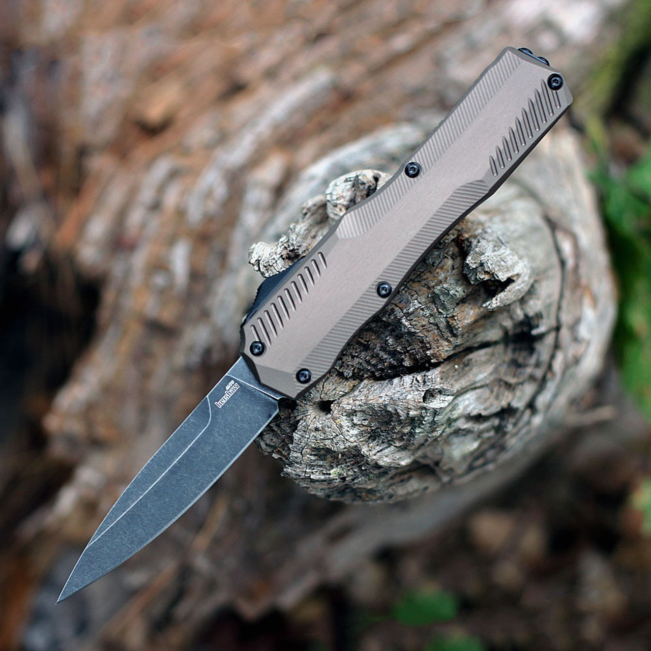 Kershaw Livewire OTF (9000FDEBW) 3.3" CPM-MagnaCut Blackwashed Spear Point Plain Blade, Flat Dark Earth 6061-T6 Aluminum Handle