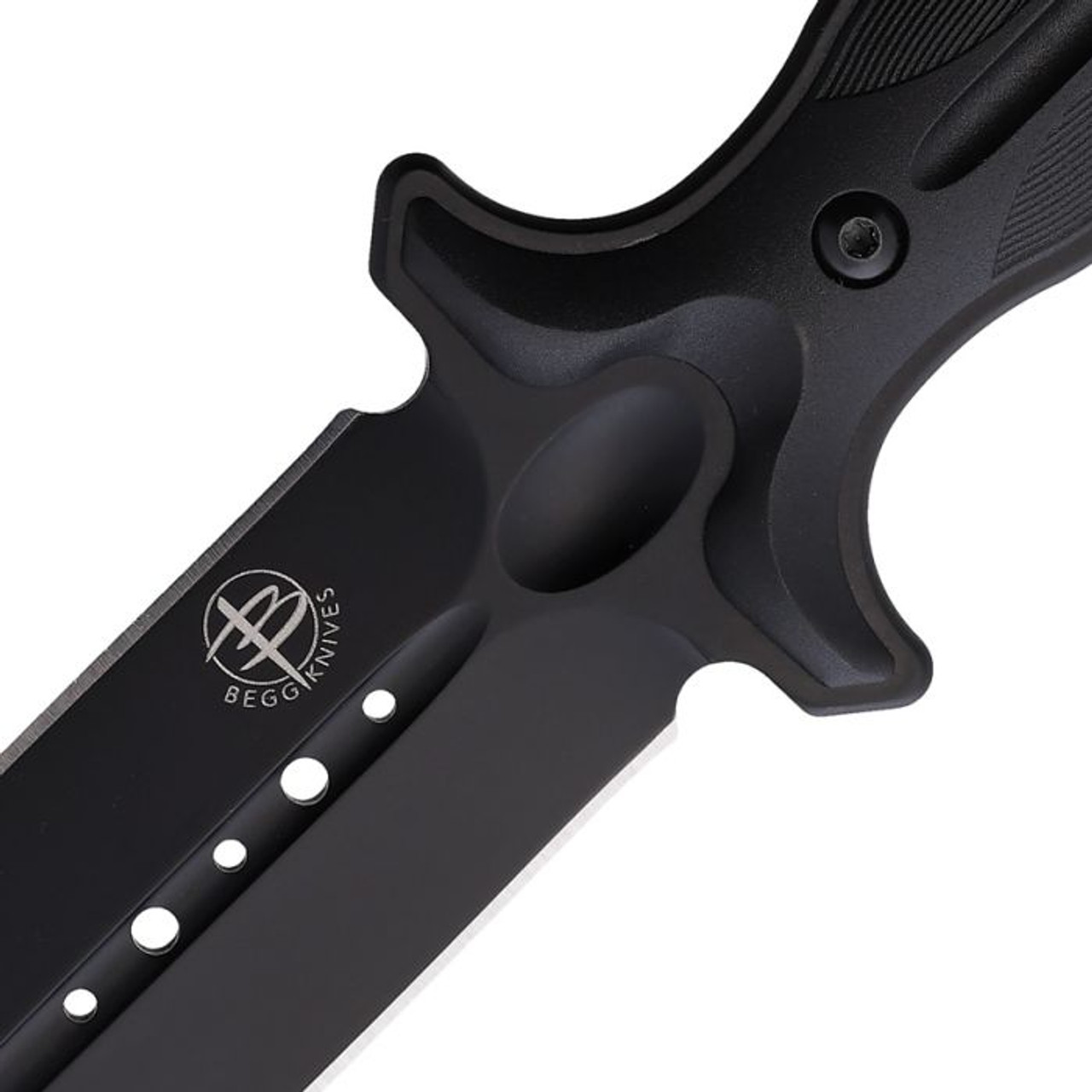 Begg Knives Filoso Dagger Fixed Blade Knife (BG026)- 6" Black Titanium Coated 1095HC Dagger Blade, Black Injection Molded Nylon Handle