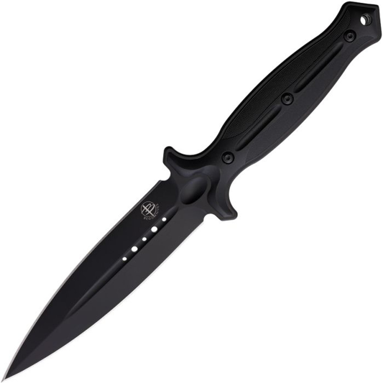 Begg Knives Filoso Dagger Fixed Blade Knife (BG026)- 6" Black Titanium Coated 1095HC Dagger Blade, Black Injection Molded Nylon Handle