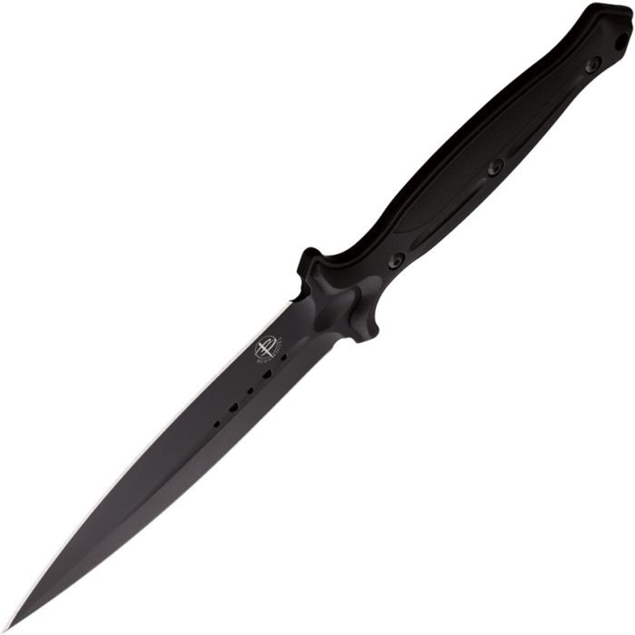Begg Knives Filoso Dagger Fixed Blade Knife (BG026)- 6" Black Titanium Coated 1095HC Dagger Blade, Black Injection Molded Nylon Handle