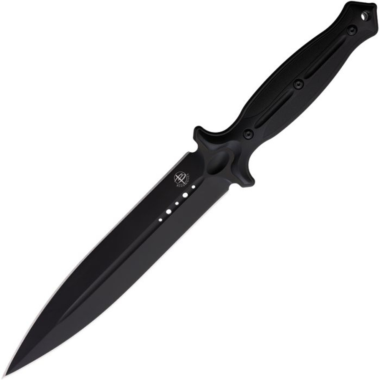 Begg Knives Filoso Dagger Fixed Blade Knife (BG027)- 8" Black Titanium Coated 1095HC Dagger Blade, Black Injection Molded Nylon Handle