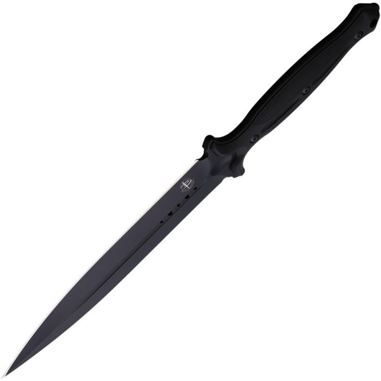 Begg Knives Filoso Dagger Fixed Blade Knife (BG027)- 8" Black Titanium Coated 1095HC Dagger Blade, Black Injection Molded Nylon Handle