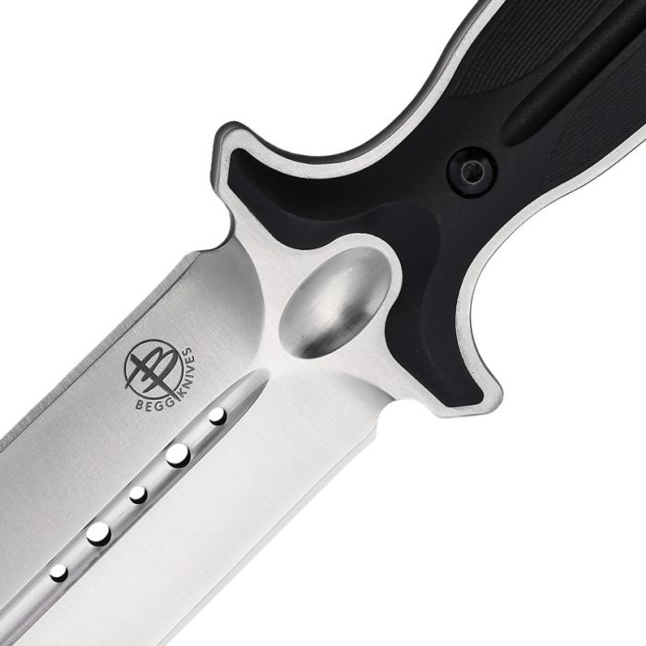 Begg Knives Filoso Dagger Fixed Blade Knife (BG031)- 8" Satin 1095HC Dagger Blade, Black Injection Molded Nylon Handle