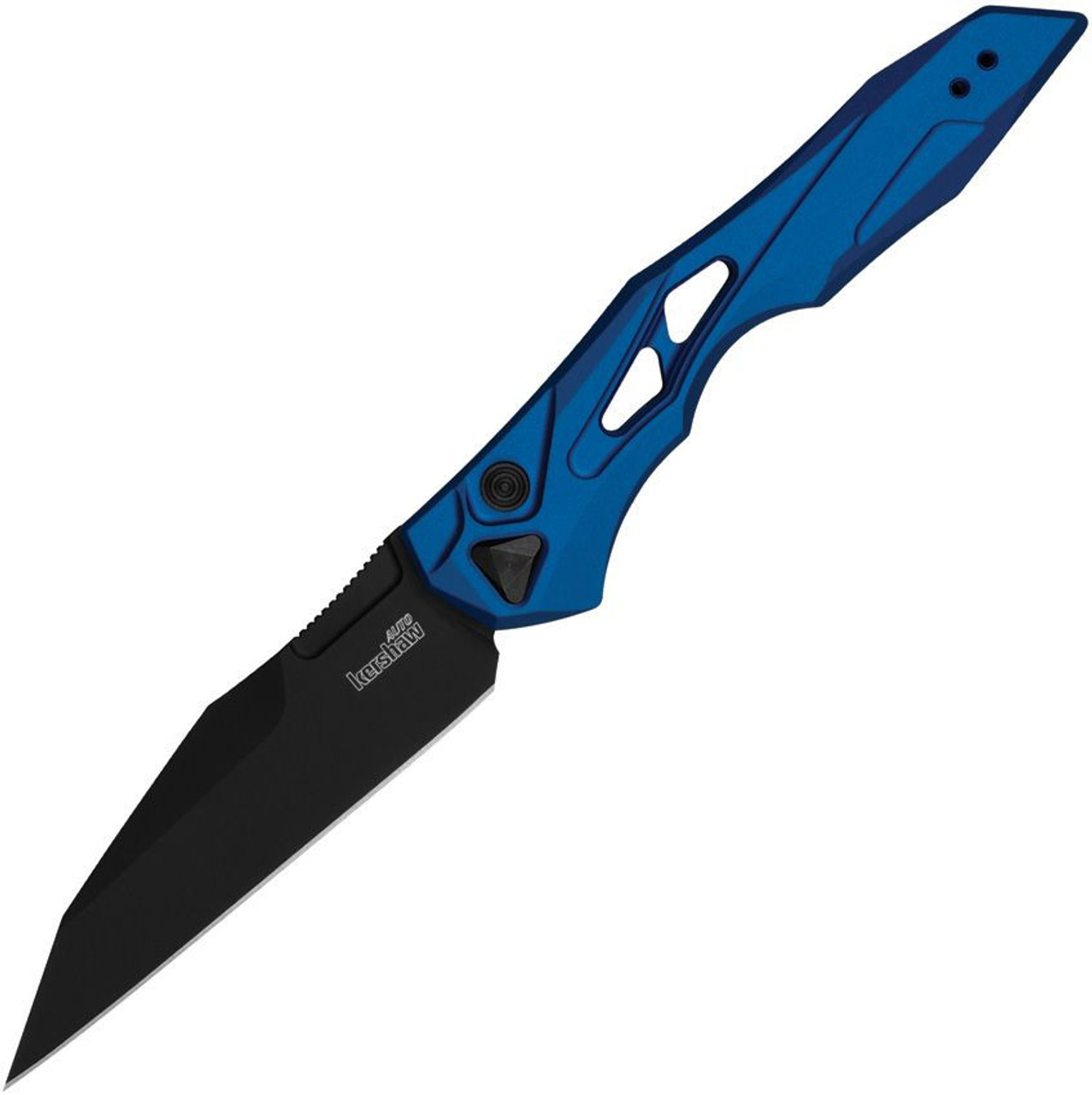 Kershaw Launch 13 Automatic Knife (7650BLU) 3.50" CPM-154 Black Wharncliffe Plain Blade, Blue Aluminum Handle