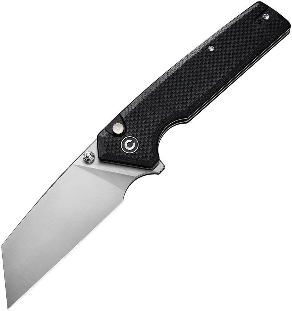 Civivi Amirite Flipper (C230282) 3.48" Satin Nitro-V Reverse Tanto Plain Blade, Black Coarse G-10 Handle, Flipper and Thumb Stud