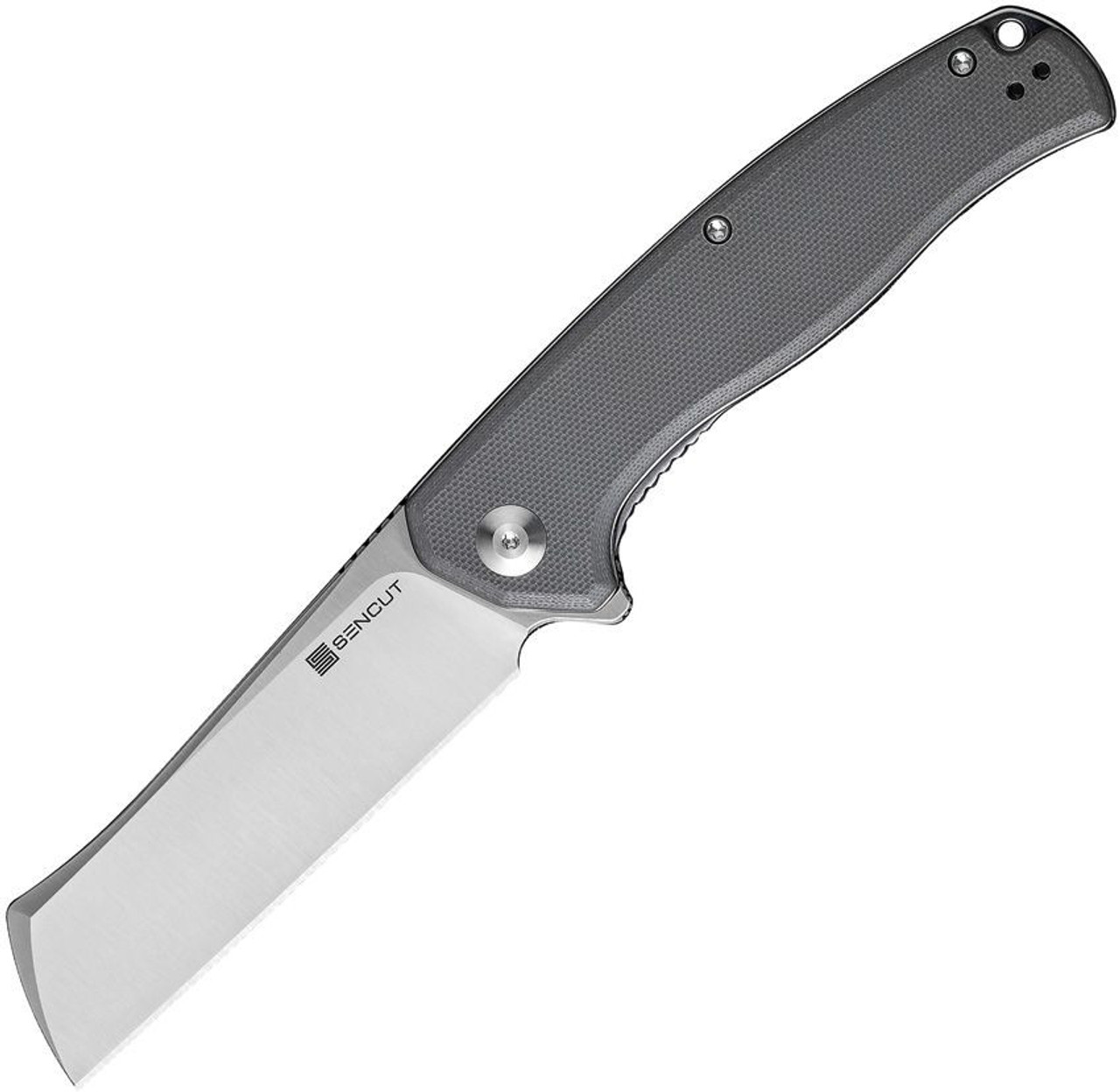 Sencut Traxler (S20057C3) 3.49" 9Cr18MoV Sheepsfoot Satin Plain Blade, Grey G-10 Handle