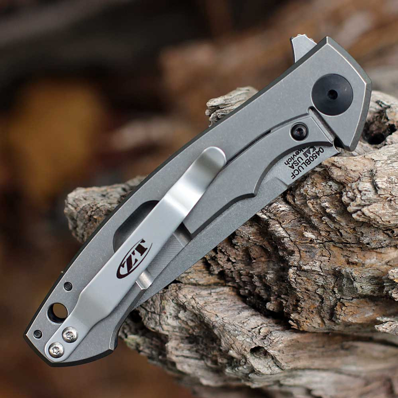 Zero Tolerance Small Sinkevich (ZT0450BLUCF) 3.25" MagnaCut Drop Point Plain Blade, Blue Carbn Fiber Handle