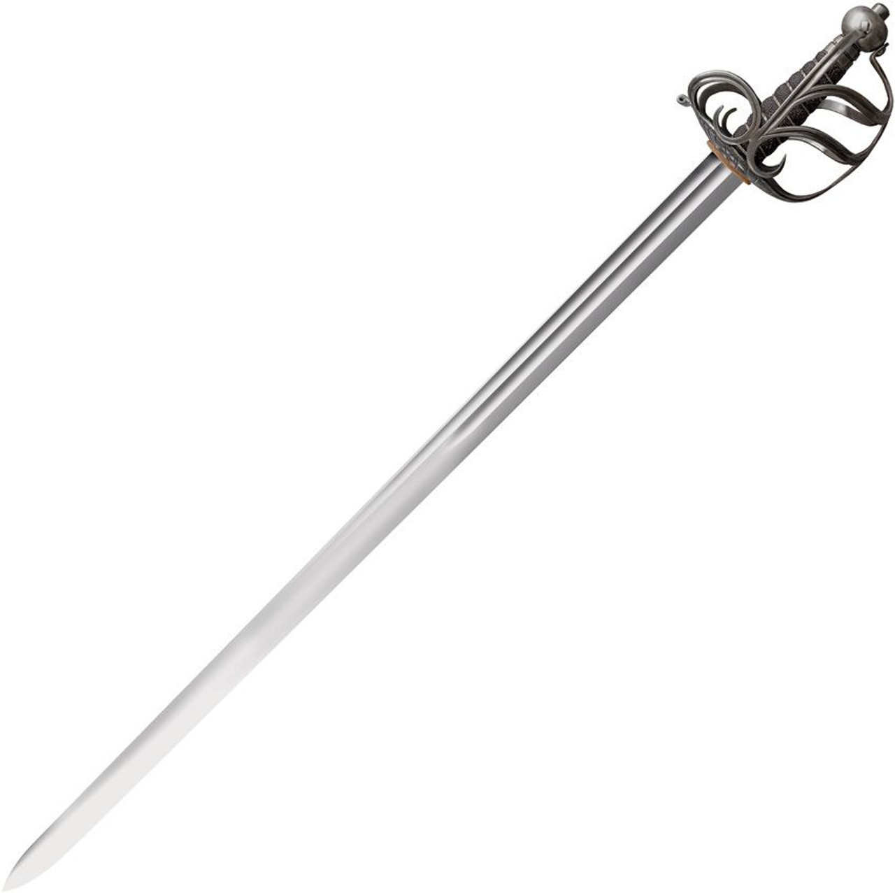 Cold Steel English Back Sword (88SEB) 32" 1055 Standard Plain Blade, Cast Metal Handle with Full Guard, Black Leather Scabbard