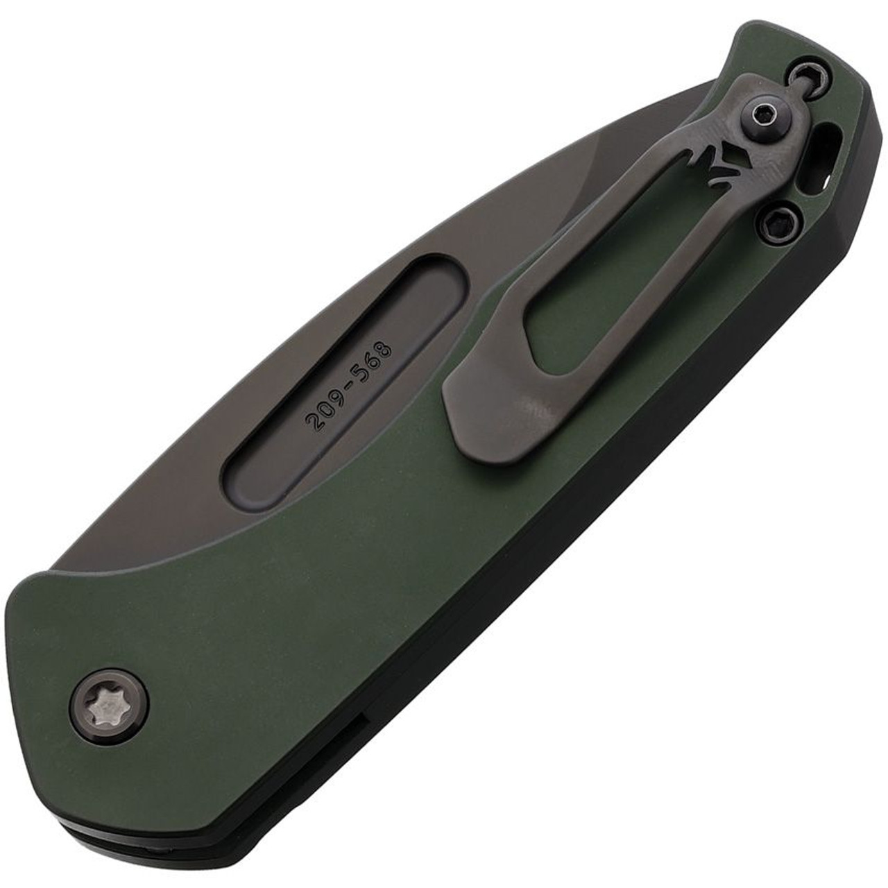 Medford Knives Praetorian Swift Auto (MD206SPD40AG) 3.38" CPM S35VN Black PVD Coated Drop Point Plain Blade, Green PVD Coated Titanium Handle