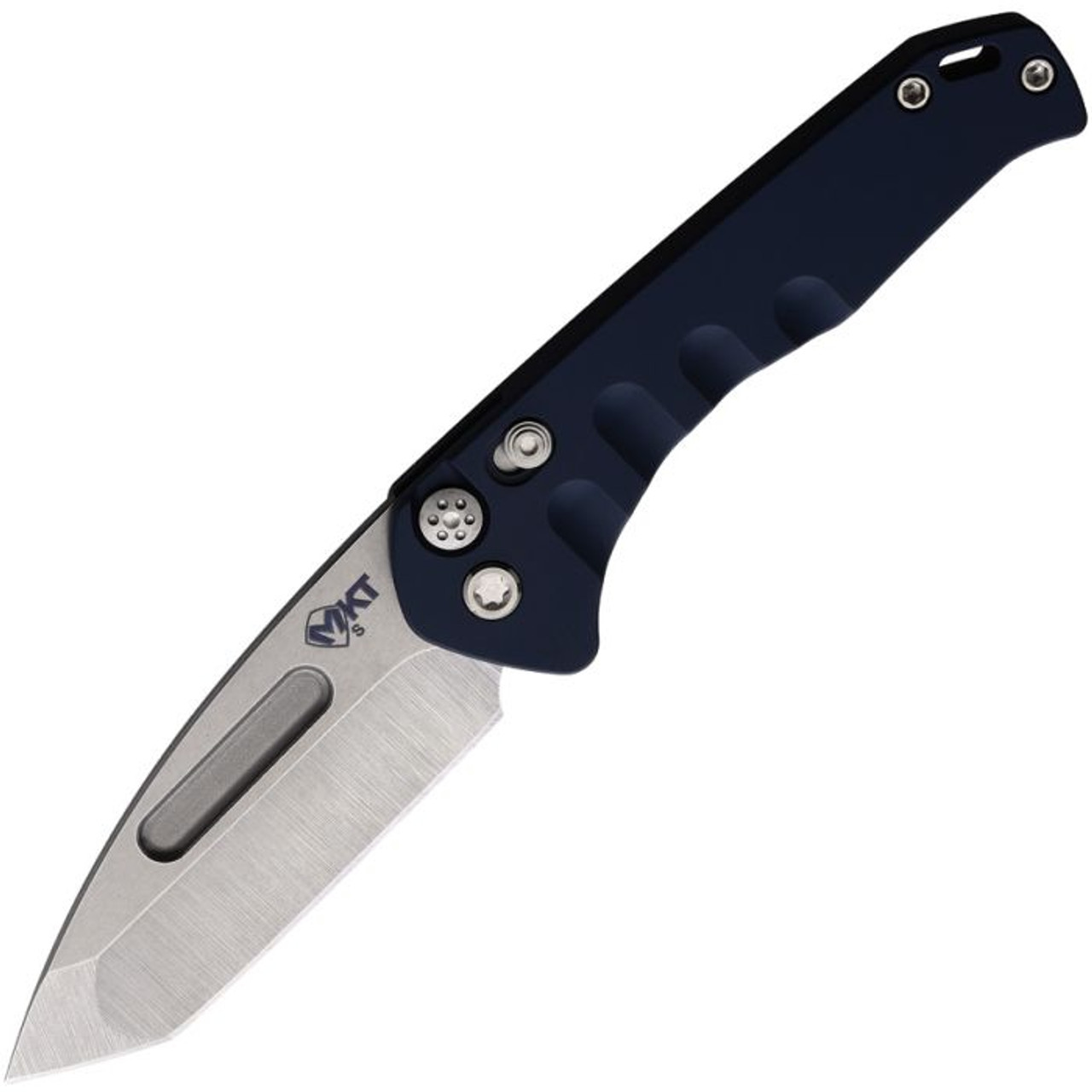 Medford Knives Praetorian Swift Auto (MD206STT44AU) 3.25" CPM S35VN Stonewashed Tanto Plain Blade, Blue Anodized Aluminum Handle