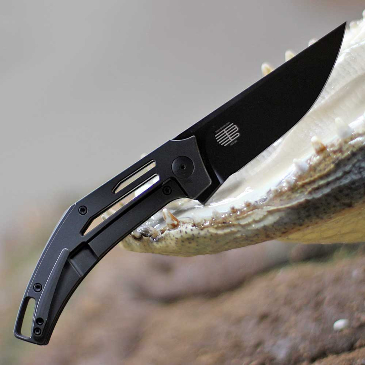 WE Knife Speedliner Flipper Knife (WE22045C-1) - 3.39" Black Stonewash CPM 20CV Blade, Black Titanium Handle