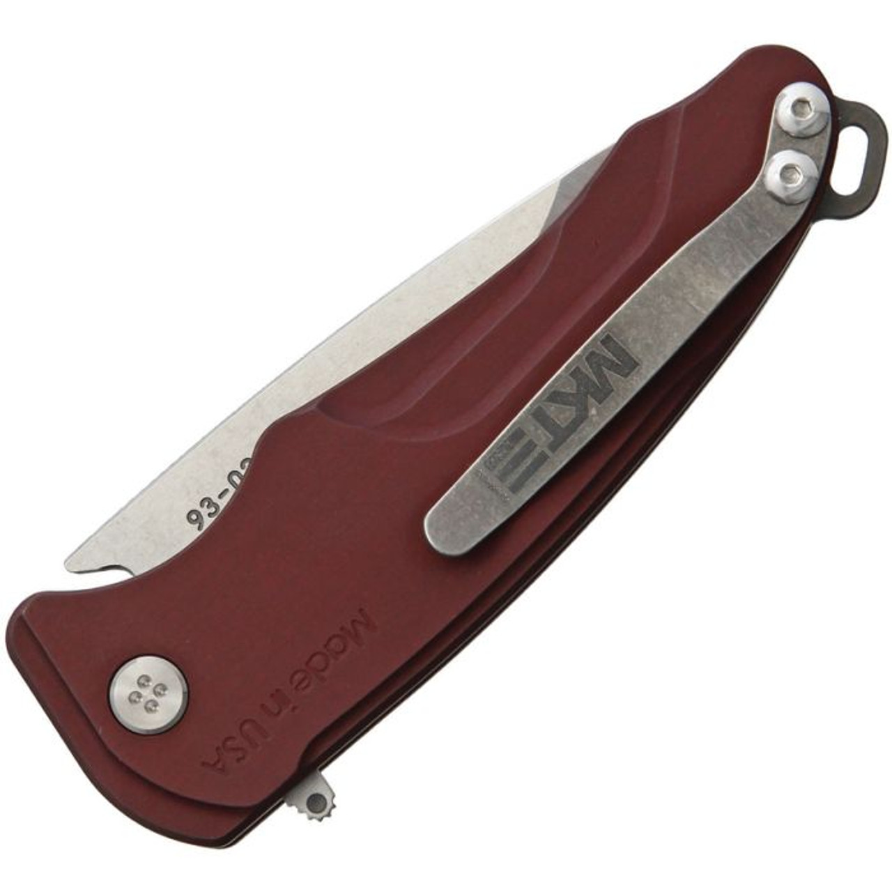 Medford Smooth Criminal (MD039STQ41AR) 2.88" CPM-S35VN Stonewashed Drop Point Plain Blade, Red Aluminum Handle