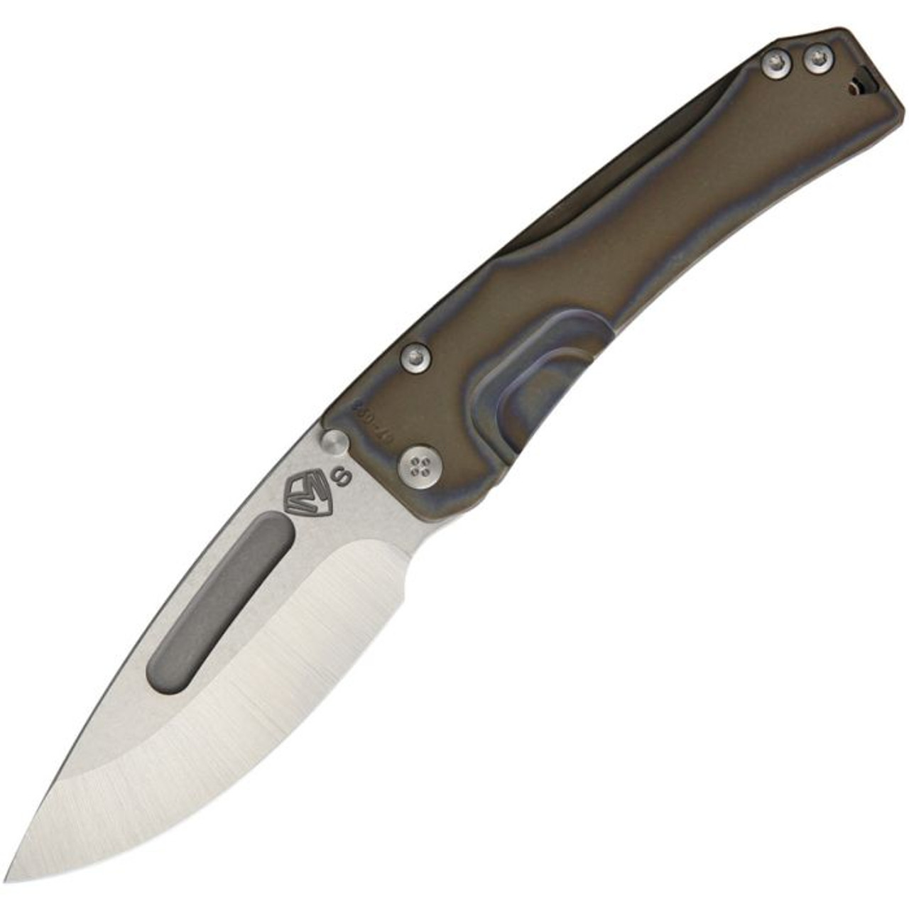 Medford Knife Slim Midi Marauder (MD201STD03TM) 3.5" CPM-S35VN Stonewashed Drop Point Plain Blade, Anodized Titanium Handle