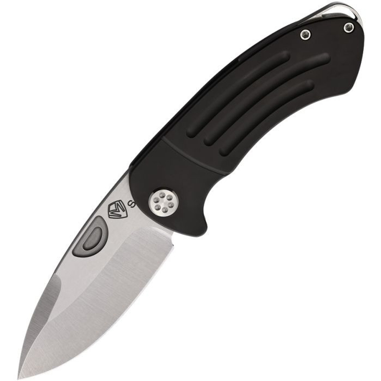 Medford Knife & Tool Theseus (040STQ30PV) 3.6" CPM-S35VN Stonewashed Drop Point Blade, Black PVD Coated Titanium Handle