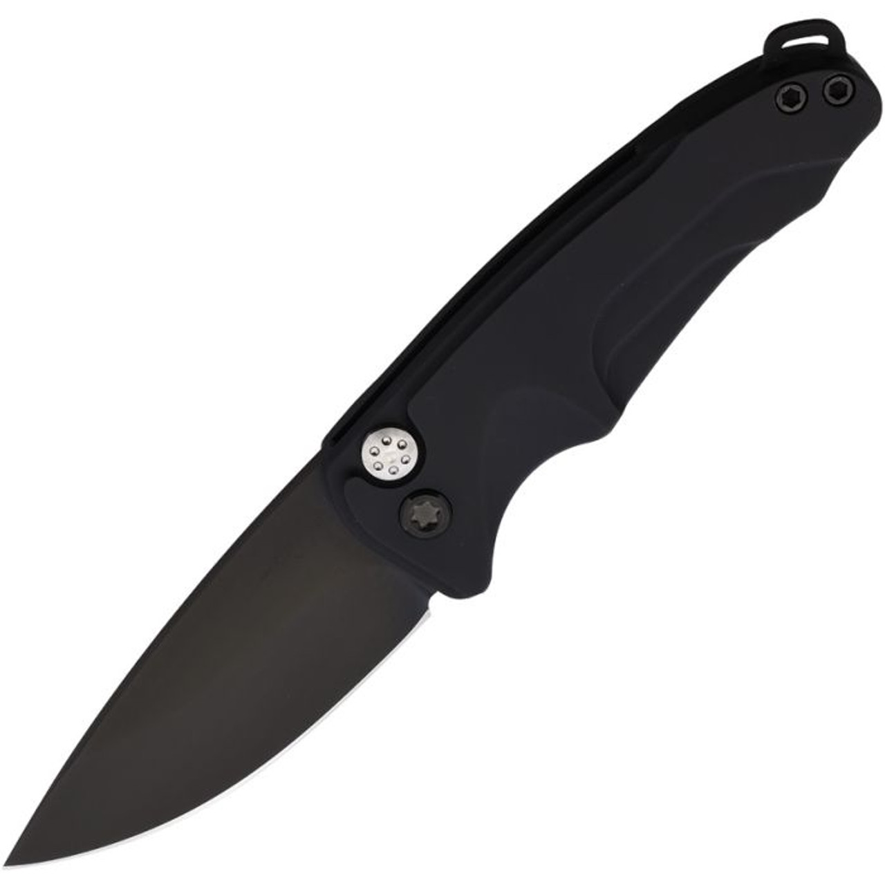 Medford Knives Smooth Criminal Auto (MDA39SPQ42AB) 3" CPM-S35VN Black PVD Coated Drop Point Plain Blade, Black Anodized Aluminum Handle