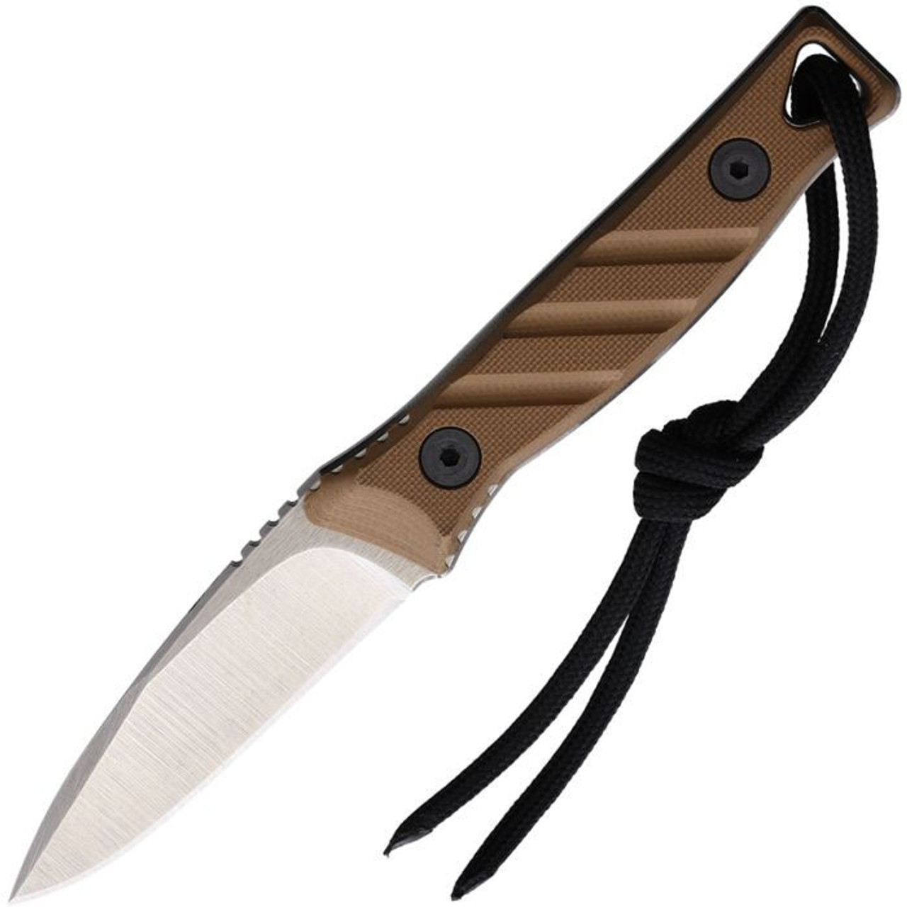 Medford Necromancer Fixed Blade (MD117STQ09KC) 2.25" Tumble Finished S35VN Drop Point Plain Blade, Coyote Brown G-10 Handle, Tan Kydex Neck Sheath