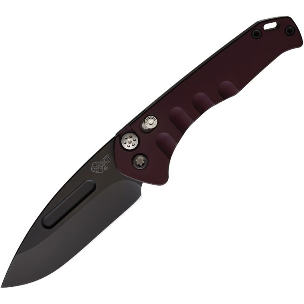 Medford Knives Praetorian Swift Auto (MD206SPD41AR) 3.25" CPM-S45VN Black PVD Coated Drop Point Plain Blade, Red PVD Coated Titanium Handle